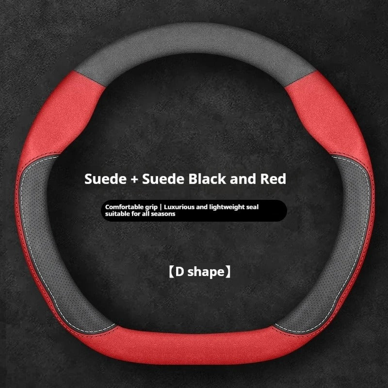Microfiber Leather & Suede Steering Wheel Cover – Breathable Non-Slip Comfortable Grip - Delicate Leather