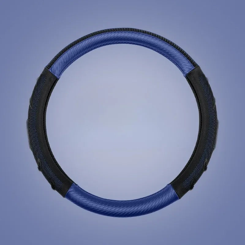 Carbon Fiber Steering Wheel Cover – Universal 38CM O/D Shape Honeycomb Non-Slip Grip - Delicate Leather