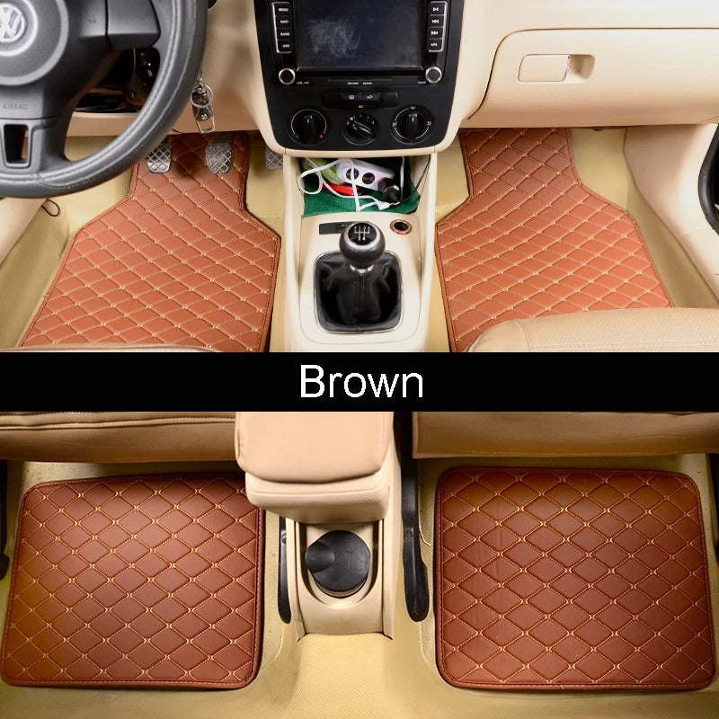 Universal Leather Car Floor Mats – 4-Piece Set with Multi-Layer Design - Delicate Leather