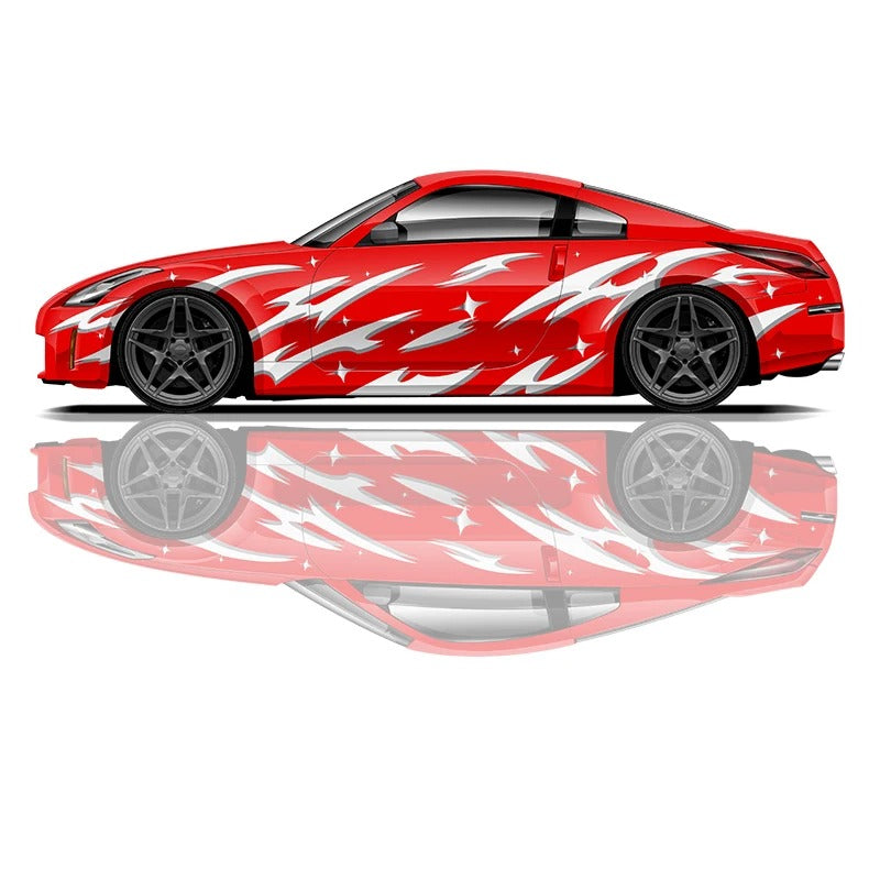 Flame Car Side Graphic Vinyl Decal – Racing Style PVC Exterior Sticker - Delicate Leather