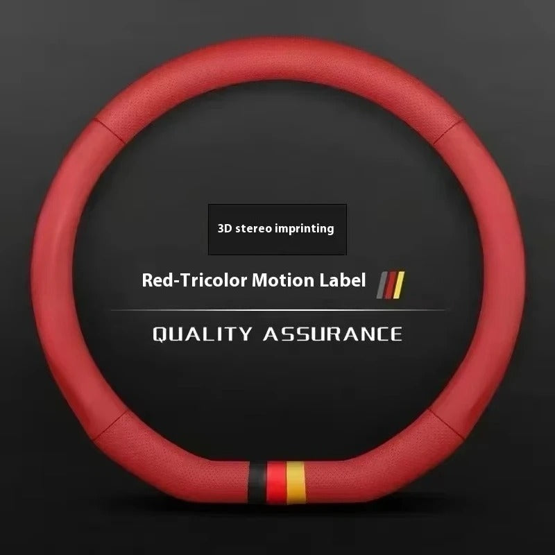 Universal Ventilated Anti-Slip Steering Wheel Cover – Breathable Leather Grip Protector with Carbon Fiber Texture, Fits 36–38cm Steering Wheels - Delicate Leather  