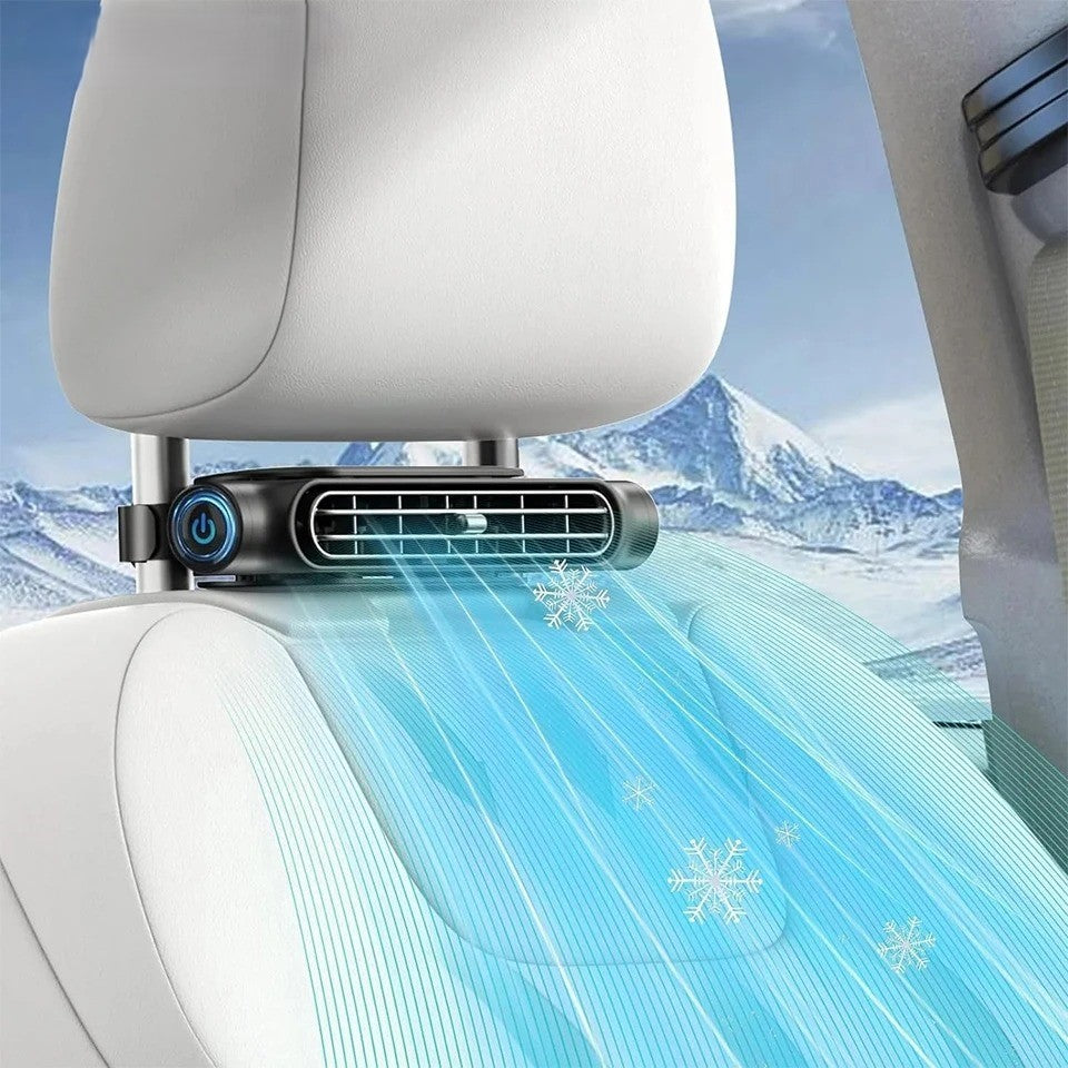USB Car Seat Cooling Fan – 3-Speed Adjustable Headrest Air Circulation Fan - Delicate Leather  