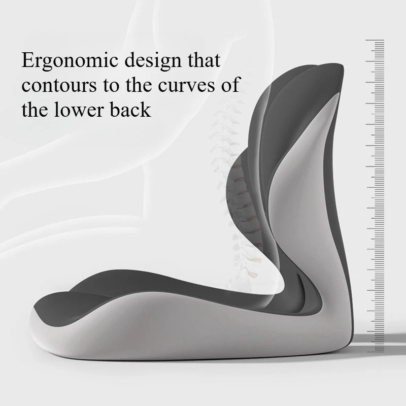 Memory Foam Seat Cushion with Integrated Backrest – Office Chair Support Cushion - Delicate Leather
