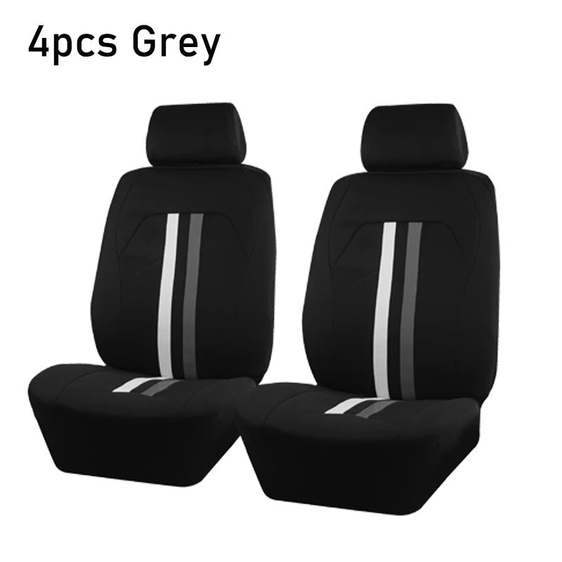 Universal Red & White Stripe Car Seat Covers – Polyester Airbag Compatible Seat Protector Set - Delicate Leather