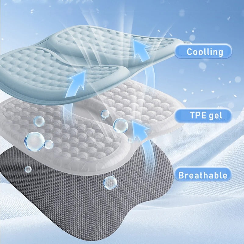 TPE Cooling Gel Seat Cushion – Breathable Ice Silk Summer Seat Pad for Car, Office & Home - Delicate Leather