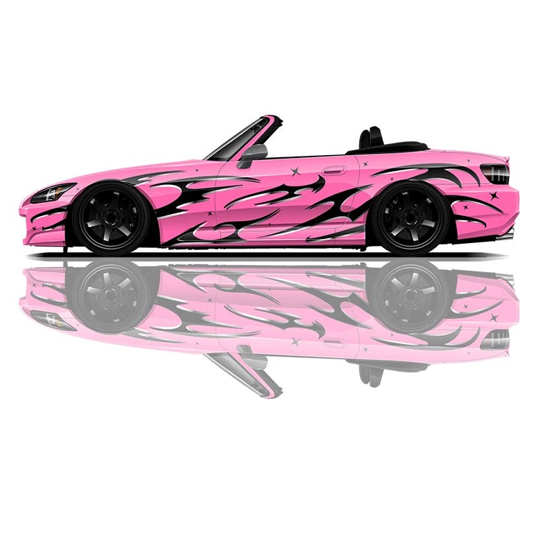 Flame Car Side Graphic Vinyl Decal – Racing Style PVC Exterior Sticker - Delicate Leather
