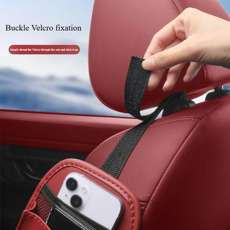 Car Seat Side Tissue Box – Hanging Paper Storage Bag for Vehicle Interior Organization - Delicate Leather  