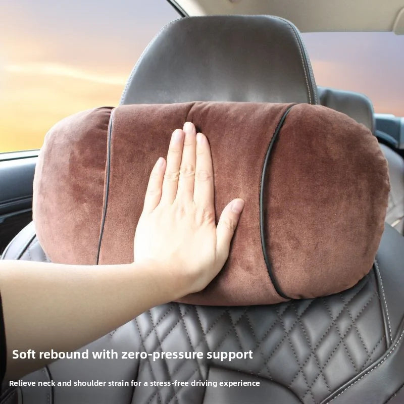 Luxury Plush Car Headrest & Lumbar Support Set – Soft Neck Pillow and Waist Cushion for Comfortable Driving - Delicate Leather  