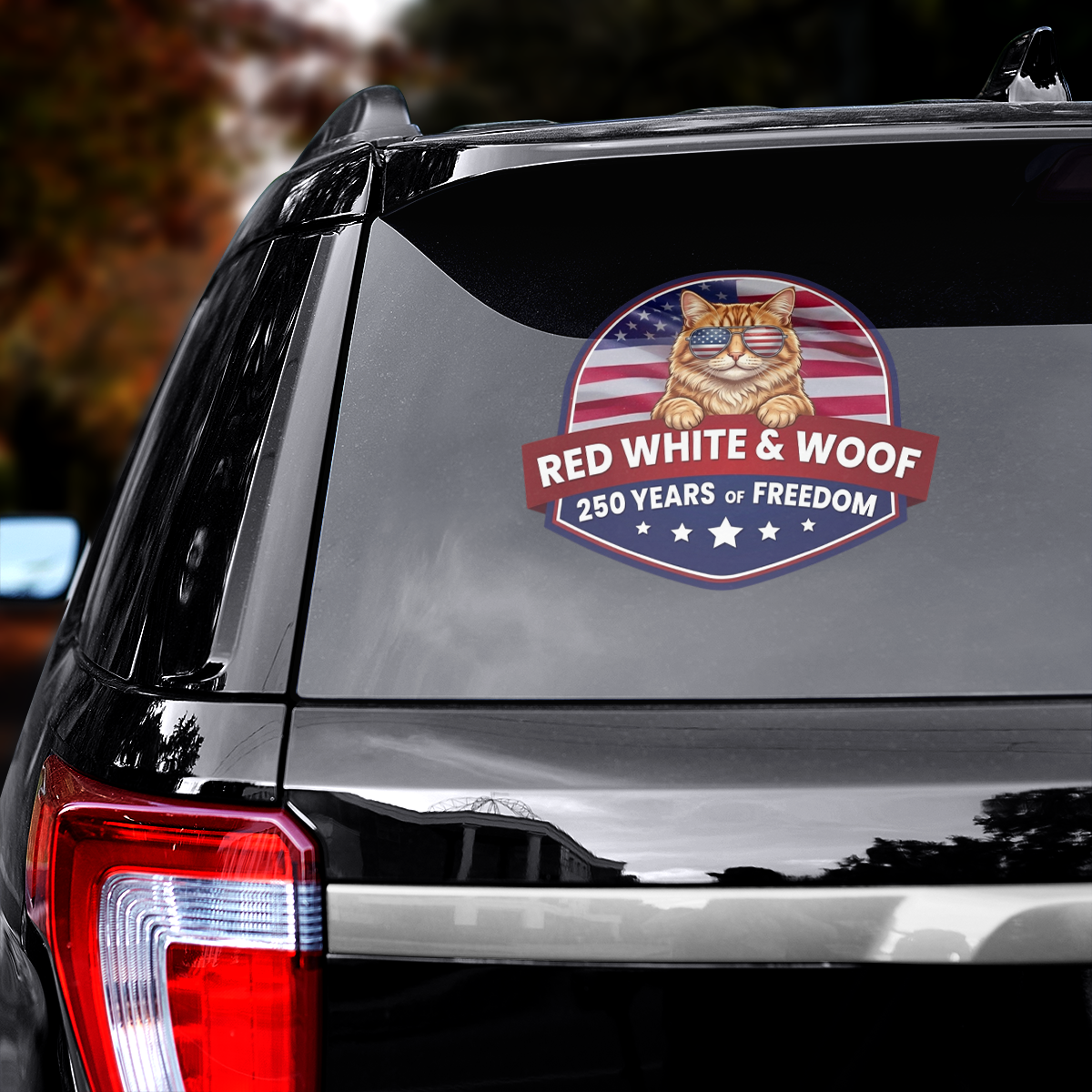 Red White & Woof 250 Years of Freedom Decal – Patriotic Pet Theme Sticker 02 - Delicate Leather  
