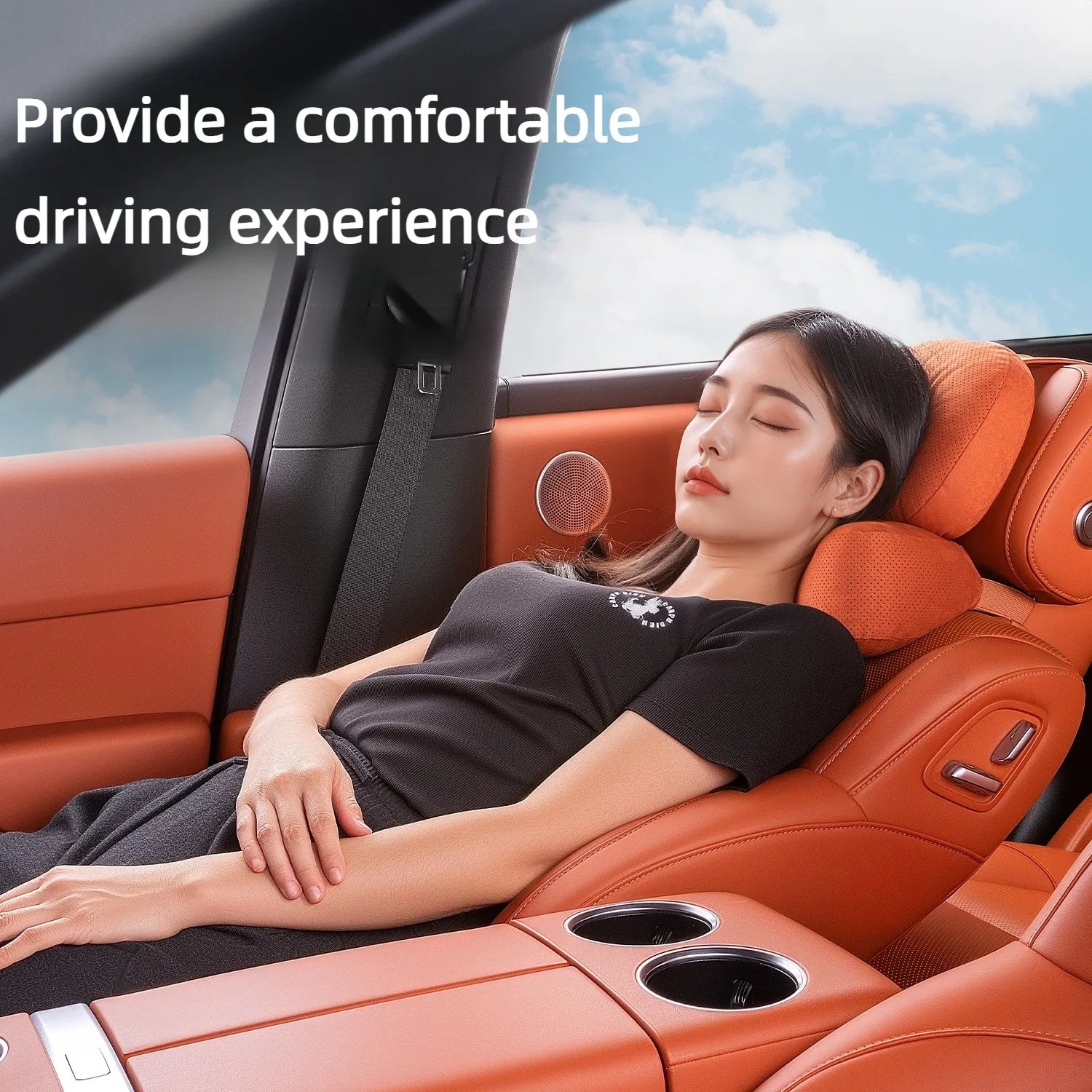 Suede Car Headrest and Lumbar Pillow Set – Universal Neck and Waist Support Cushions for Car Seats - Delicate Leather  