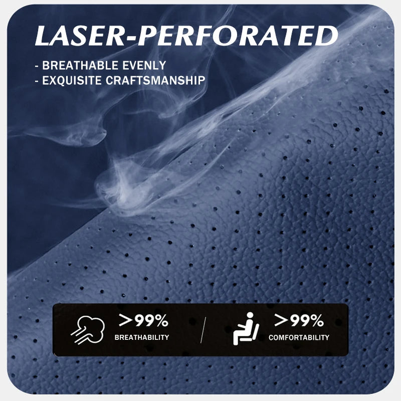 360° Surround Leather Car Seat Covers – All-Season Front and Rear Seat Protector Cushion Pads, Universal Fit - Delicate Leather  