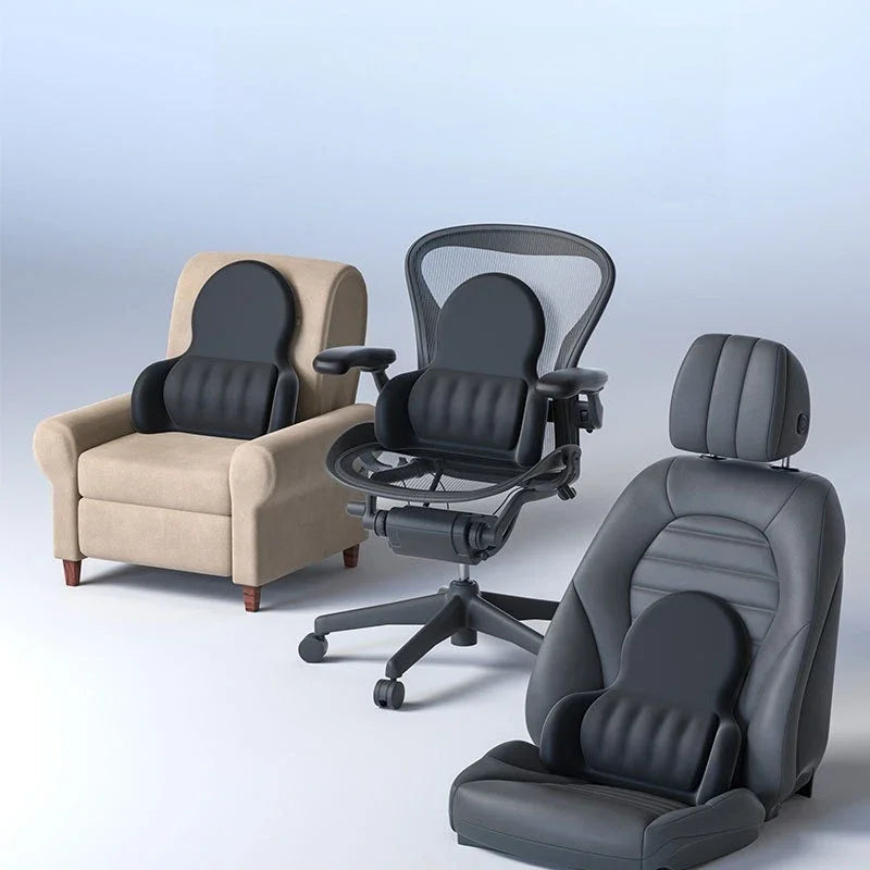 Memory Foam Lumbar Support Cushion – Ergonomic Backrest Pillow for Car & Chair - Delicate Leather  