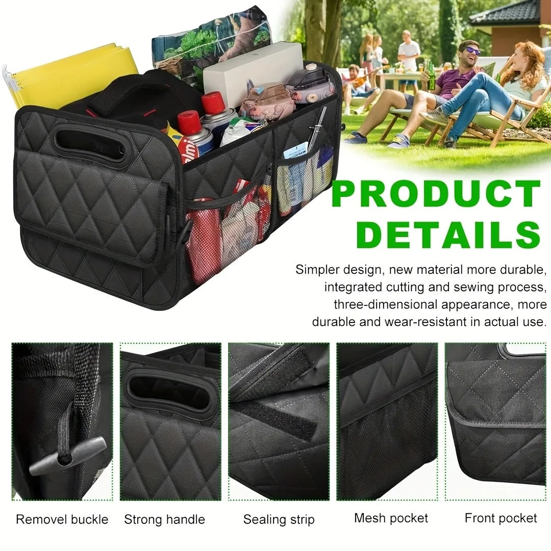 Universal Foldable Car Trunk Storage Box – PU Leather Multi-Functional Organizer for Vehicle Interior - Delicate Leather  