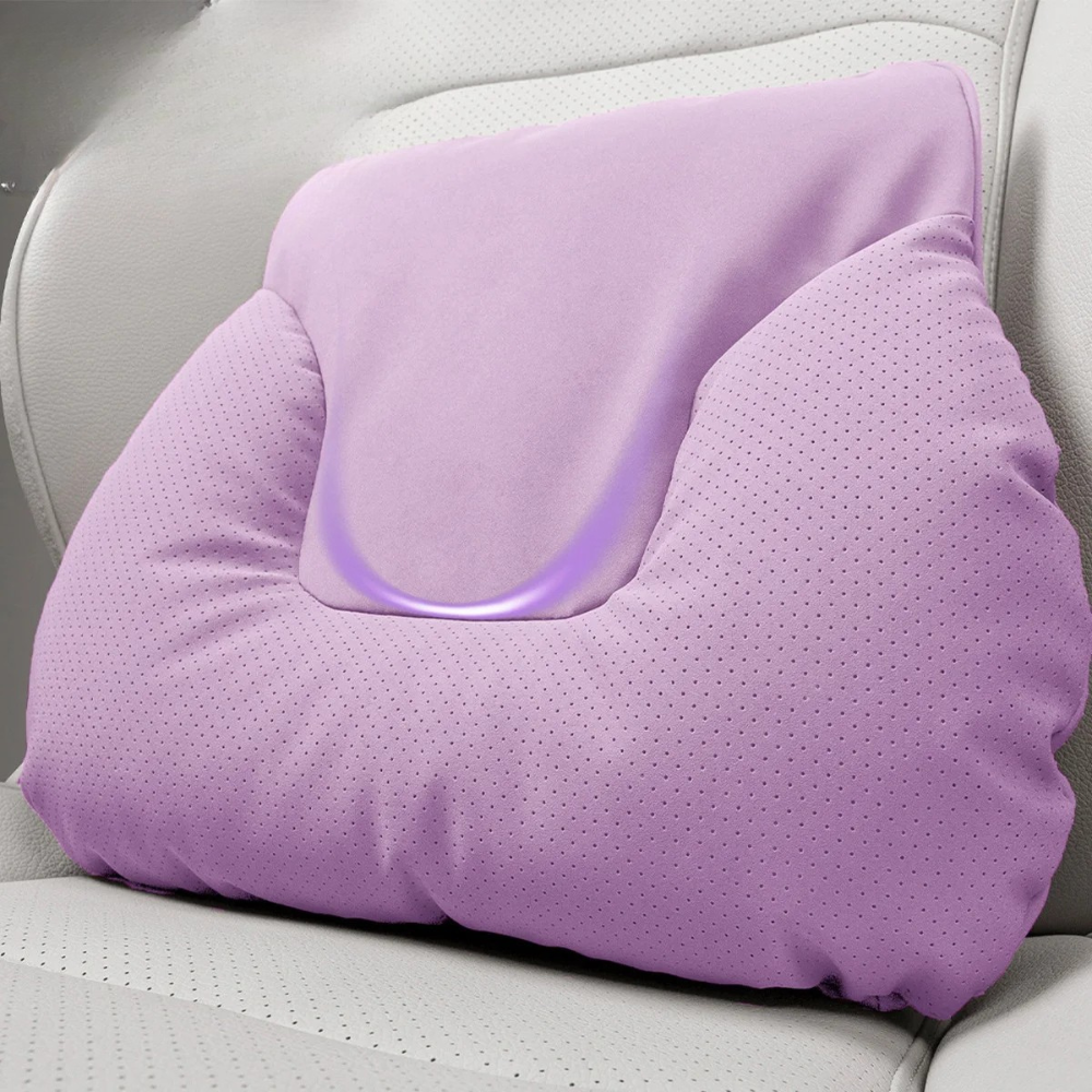 Universal Car Headrest Pillow – High-Quality Leather Cushion with Breathable Design, Neck and Lumbar Support Pillow - Delicate Leather  