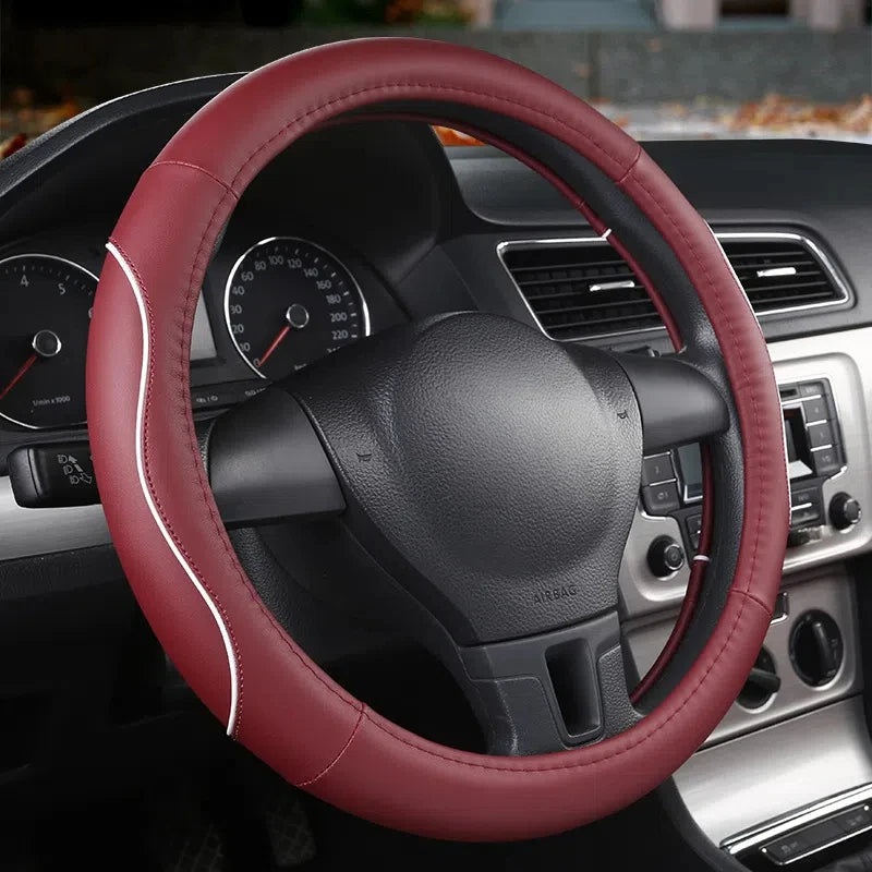 Wear-Resistant Steering Wheel Cover – Anti-Slip Universal Interior Accessory - Delicate Leather  