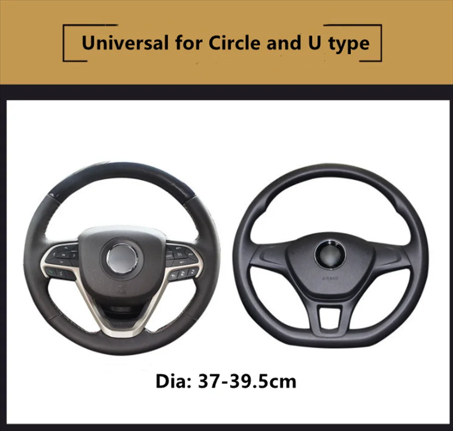 Car Steering Wheel Cover Braid Cover Cubre Volante Genuine Leather,  Breathable Anti Slip, Car Accessories 09