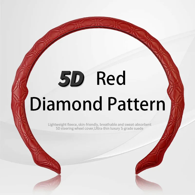 5D Diamond Steering Wheel Cover – Breathable Ultra-Thin Anti-Slip Universal Fit - Delicate Leather  