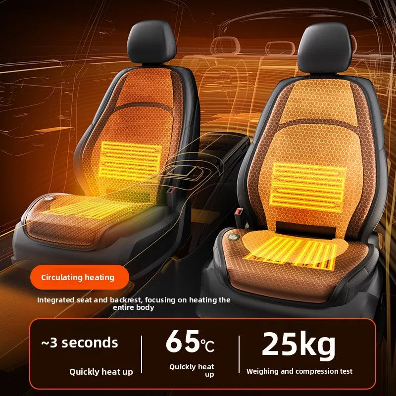 Universal Graphene Heated Car Seat Cushion – Carbon Crystal Leather Winter Warm Seat Cover for Comfortable Driving - Delicate Leather  