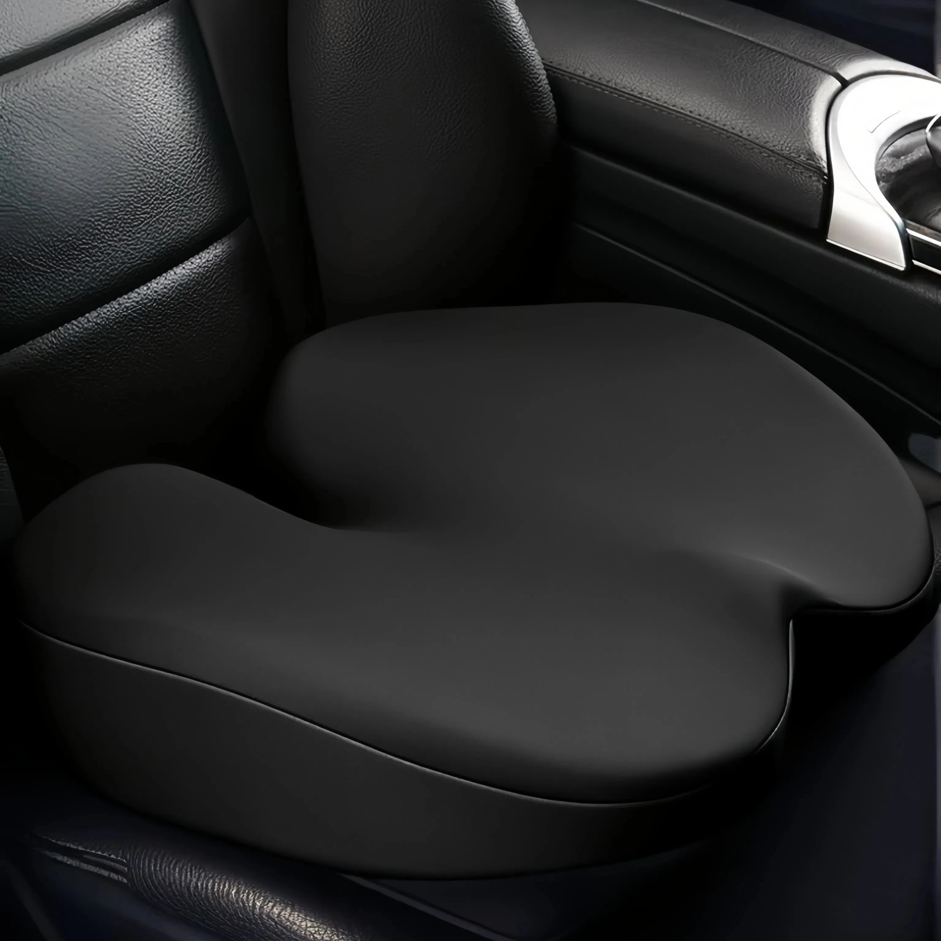 Memory Foam Car Seat Cushion – Non-Slip Seat Pad with Removable Cover - Delicate Leather  