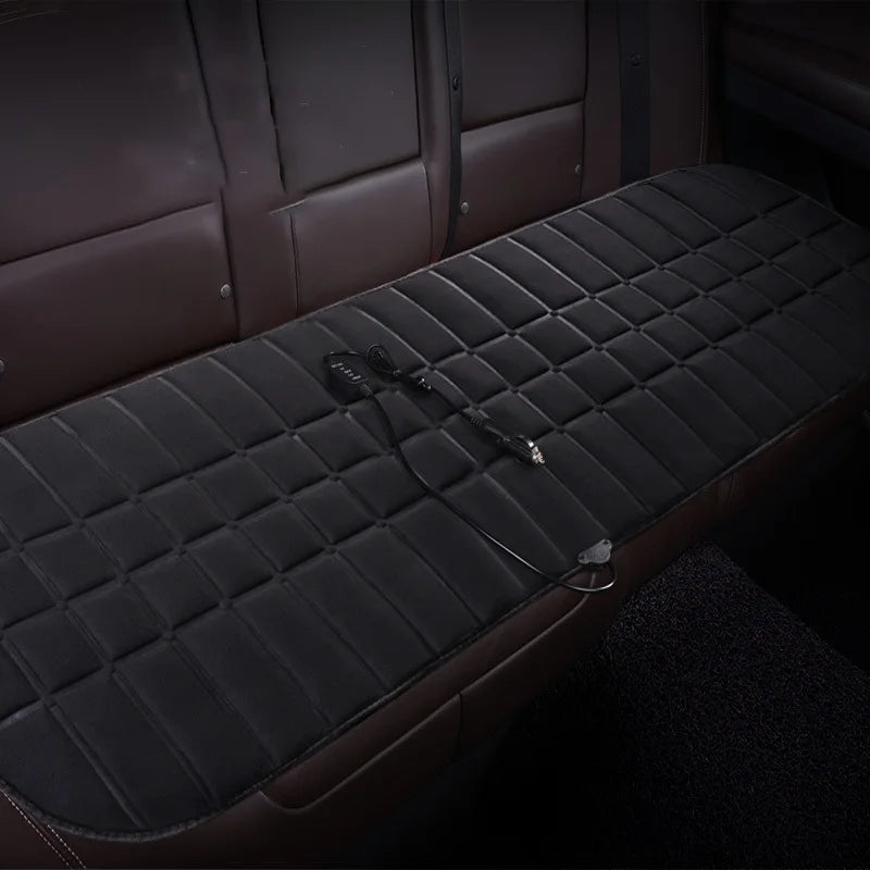 12V Car Rear Heated Seat Cushion – Universal Winter Heating Pad Cover, Soft Warming Mat Protector for Back Seat - Delicate Leather  
