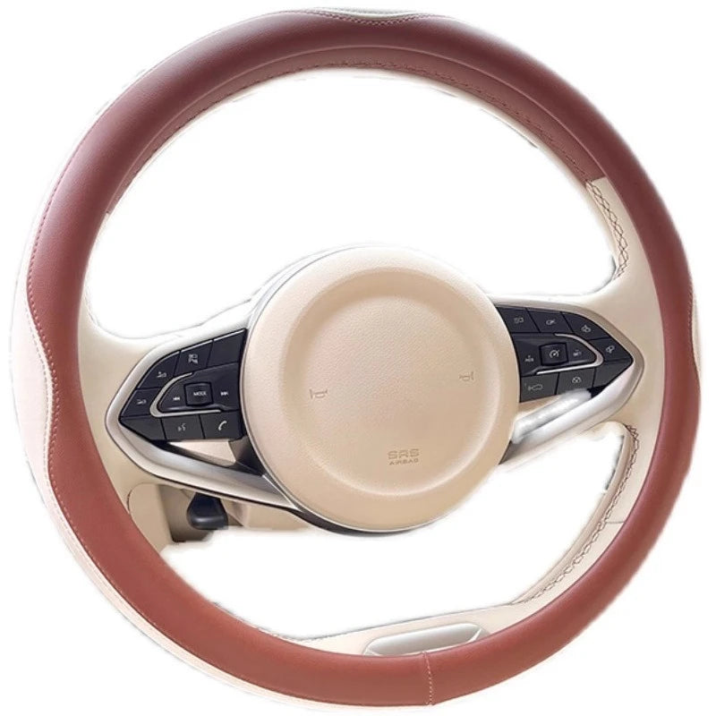 All-Season Leather Steering Wheel Cover for ORA Funky Cat – Non-Slip, Breathable Handle Cover for Interior Upgrade - Delicate Leather  