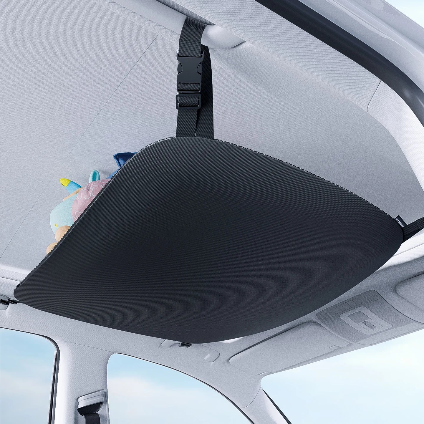 Car Roof Storage Bag – Universal Ceiling Cargo Net Organizer for SUV & Truck - Delicate Leather  