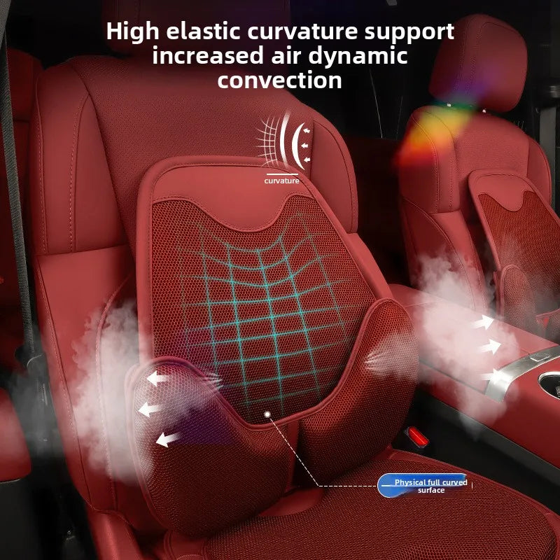 Non-Slip Universal Car Seat Cover – Ice Silk Cushion with Waist Support for Four-Season Comfort - Delicate Leather  