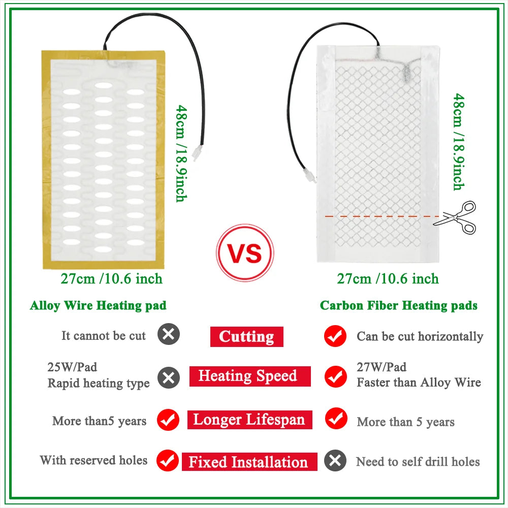 12V Car Seat Heater Kit for 2 Seats – 4pcs 25W Heating Pads with Dual Control Switch - Delicate Leather  