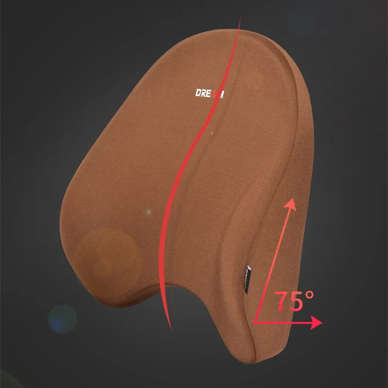 Memory Foam Car Neck Pillow with Lumbar Support – Breathable Headrest Cushion for All Seasons Driving Comfort - Delicate Leather  