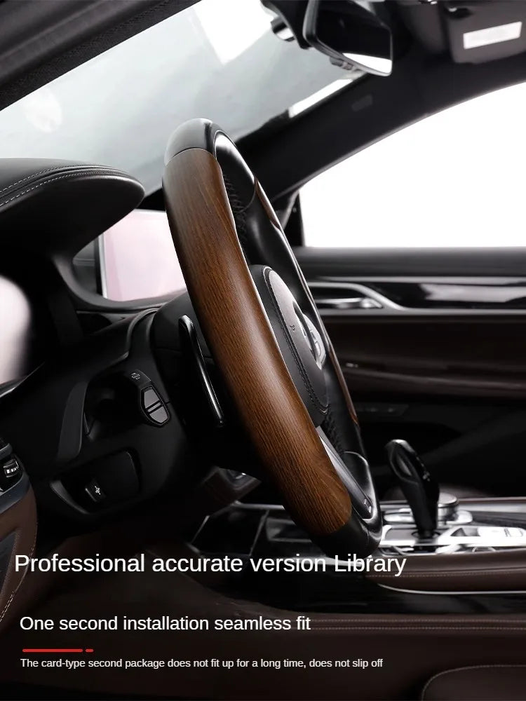 Wood Grain Steering Wheel Cover – Ultra-Thin Carbon Fiber Style Universal Grip Cover - Delicate Leather  