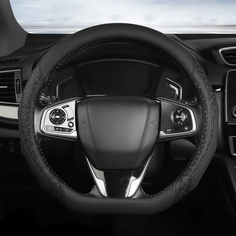 Nappa Leather Steering Wheel Cover – Anti-Slip Universal O/D Type Interior Accessory - Delicate Leather  
