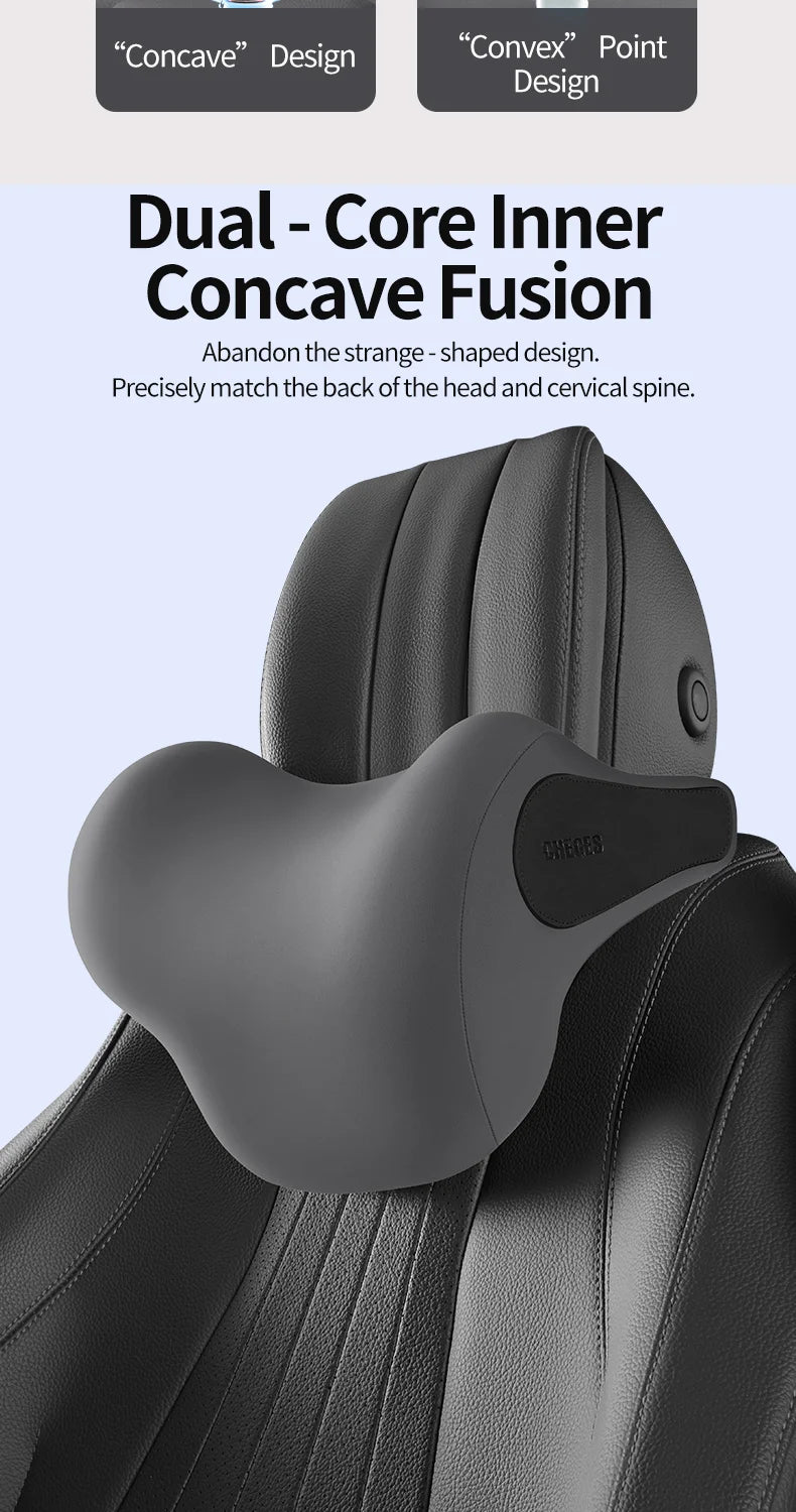 Memory Foam Car Headrest & Lumbar Support Set – Universal Neck and Back Cushion - Delicate Leather  