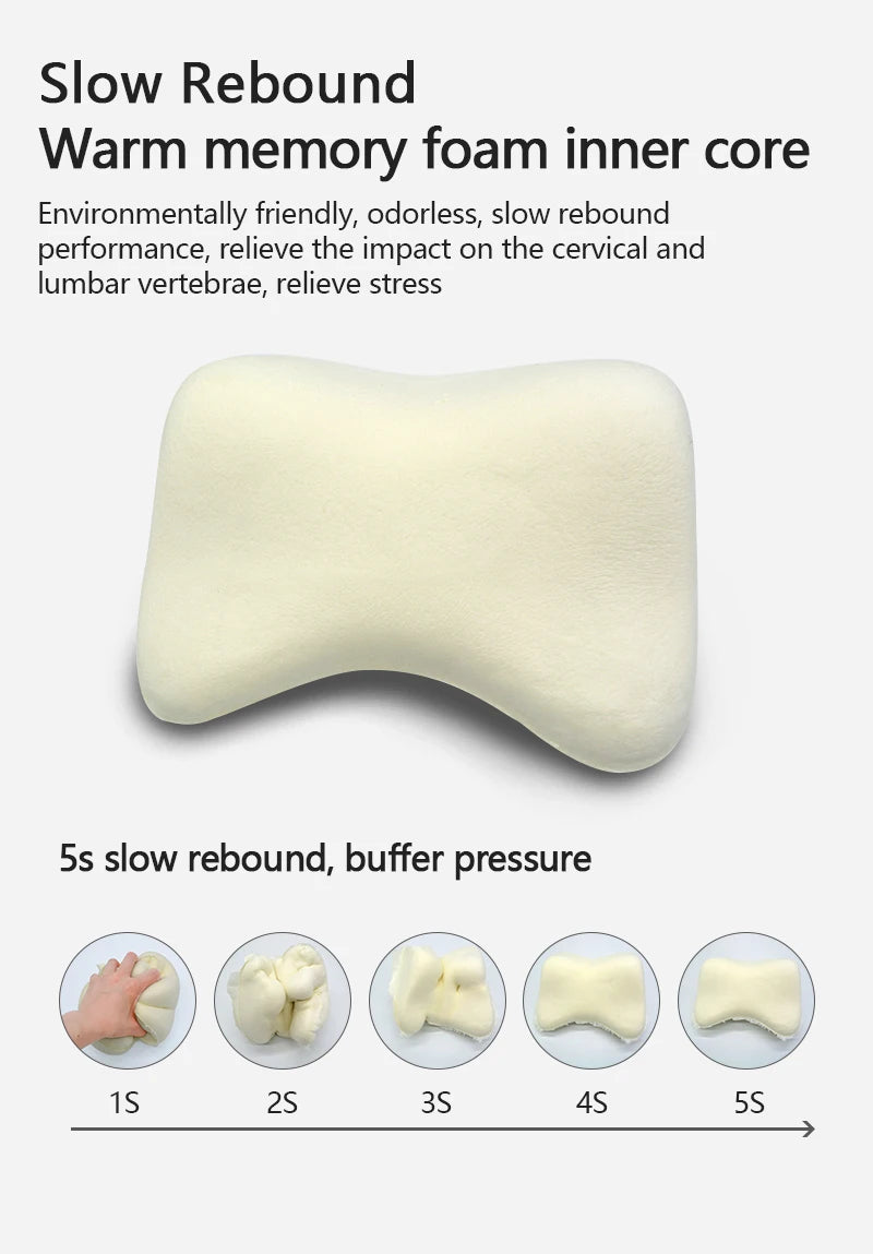 Memory Foam Car Neck & Headrest Pillow – Breathable Adjustable Seat Support - Delicate Leather  