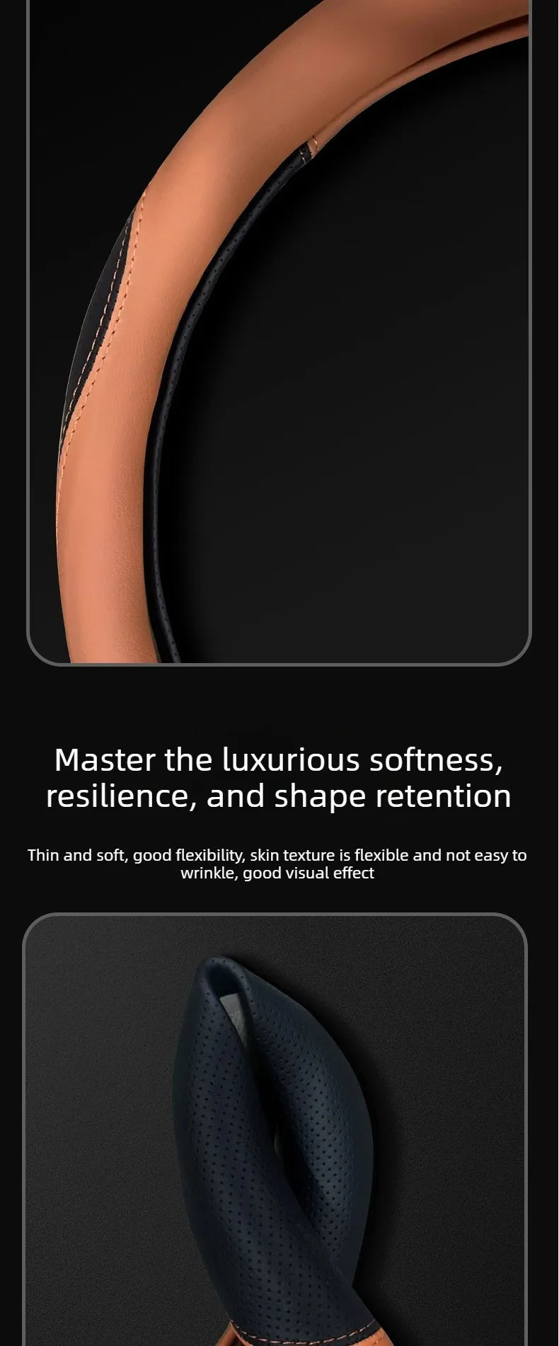 Premium Leather Steering Wheel Cover – Anti-Slip Universal Interior Protection Accessory - Delicate Leather  