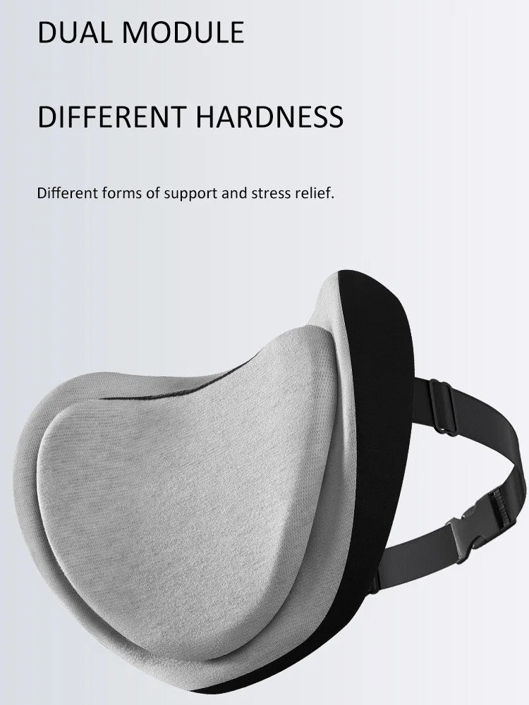 Universal Memory Foam Car Neck Cushion and Lumbar Support – Ergonomic Backrest Pillow for Driving Comfort - Delicate Leather  