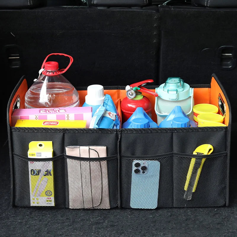 Foldable Car Trunk Storage Box – High-Capacity Waterproof Oxford Organizer for Vehicle Cargo Space - Delicate Leather  