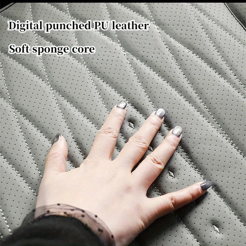 PU Leather Car Seat Cushion – Perforated Breathable Seat Pad, Universal Fit - Delicate Leather  