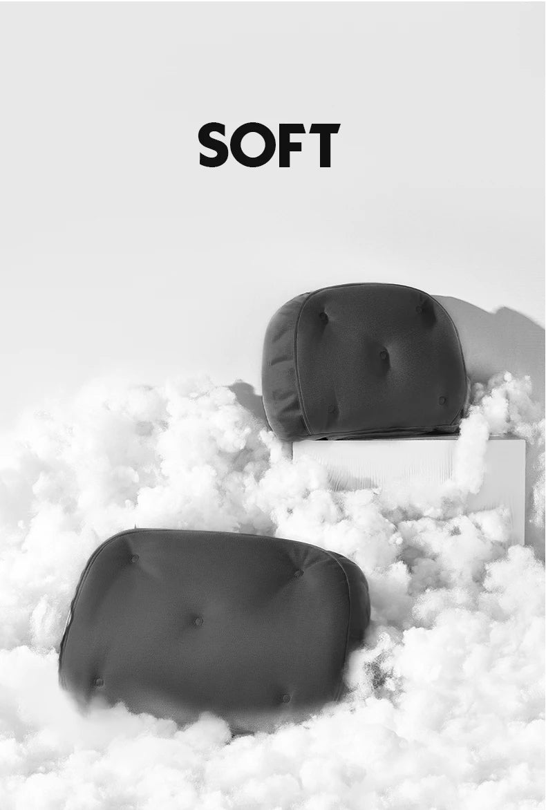 Memory Foam Car Neck Pillow & Lumbar Support Set – Breathable Seat Comfort Cushions - Delicate Leather  