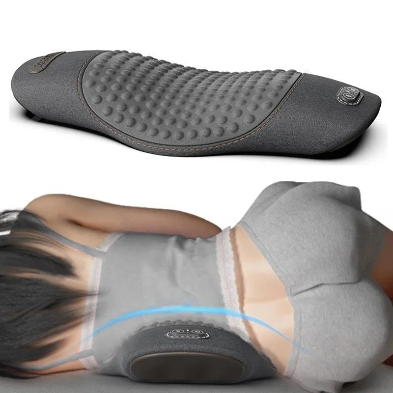 Lumbar Support Pad with Heating & Massage – Waist Pillow for Bed or Seat - Delicate Leather  