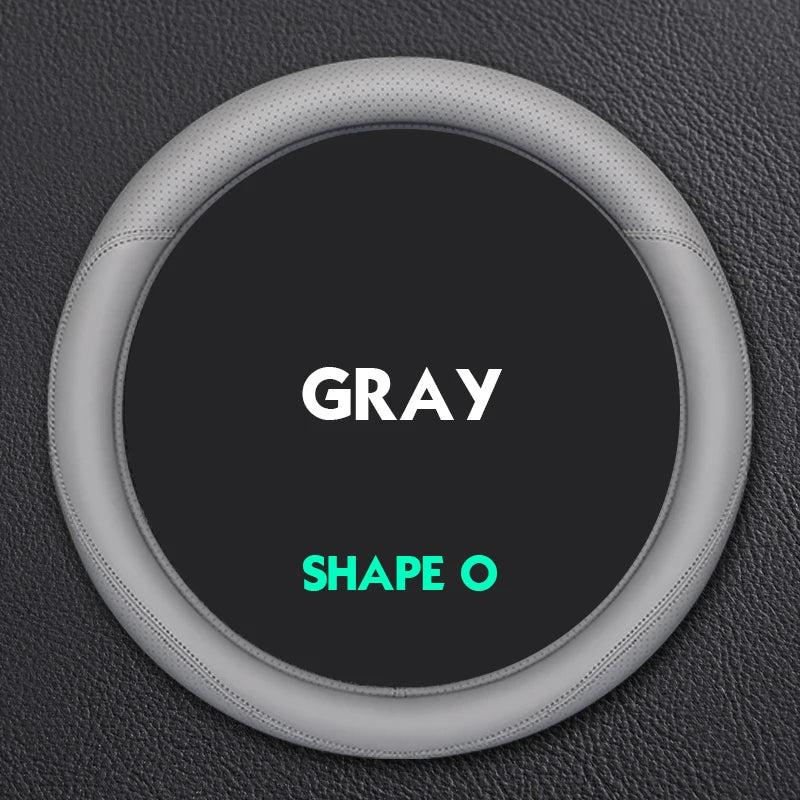 Leather Steering Wheel Cover – Anti-Slip 38cm Universal Luxury Style Interior Accessory - Delicate Leather  