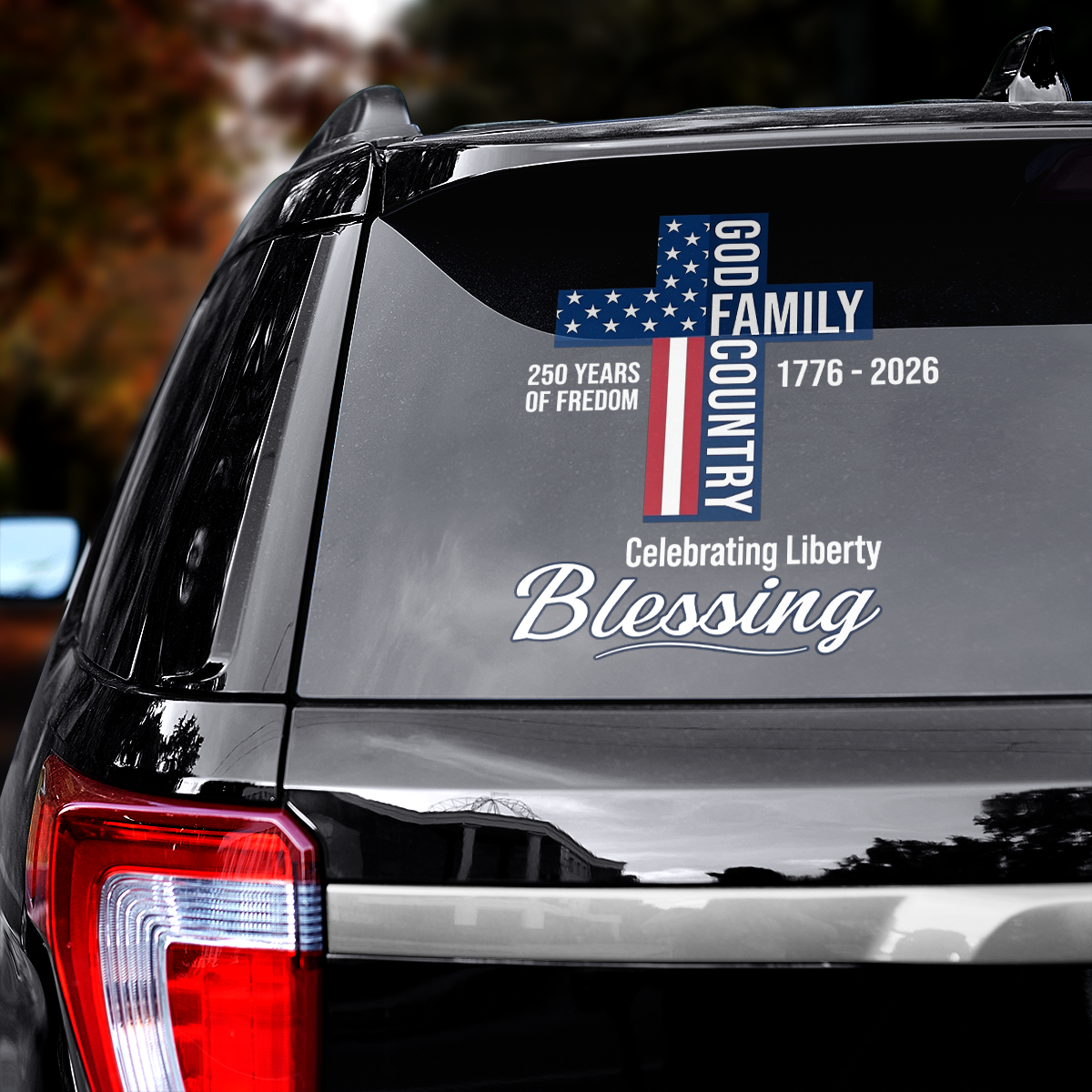 250 Years Blessing Cross Decal – Commemorative Cross Vinyl Sticker 02 - Delicate Leather  