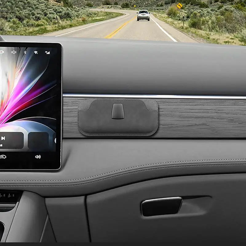 Car Sunglass Holder – PU Leather Glasses Clip with Large Storage Capacity, Self-Adhesive - Delicate Leather  