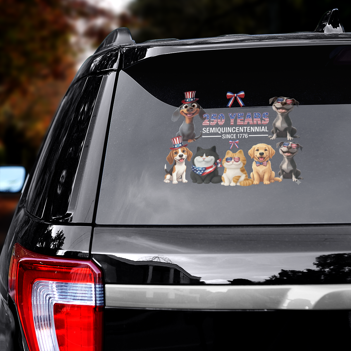 Red White & Woof 250 Years of Freedom Decal – Patriotic Pet Theme Sticker 03 - Delicate Leather  