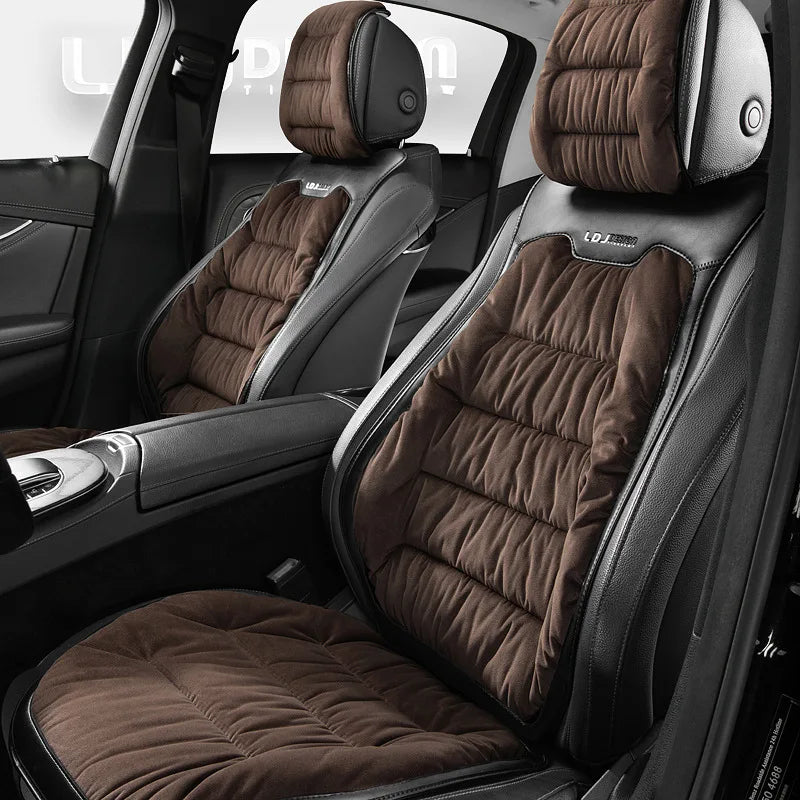 Universal Winter Down Car Seat Cover – Warm Breathable Soft Seat Cushion Protector for Vehicle Interior - Delicate Leather  
