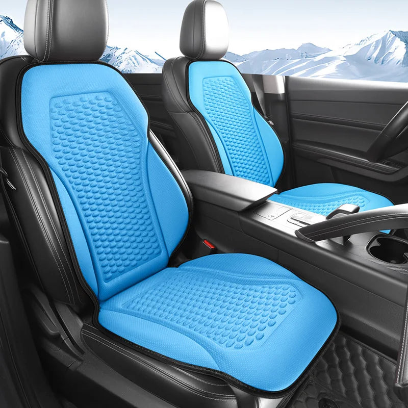 3D Textured Ice Silk Car Seat Cushion – Dual Front Seat Cooling Pads, Breathable Summer Comfort, Easy Installation, No Straps Needed - Delicate Leather  