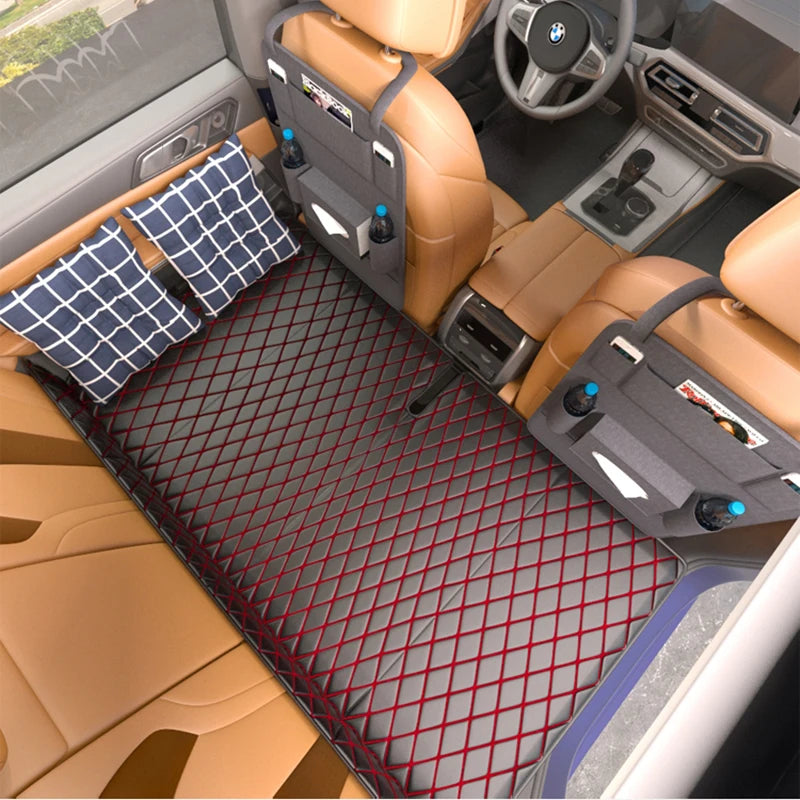 Portable Car Camping Mattress – Foldable Non-Inflatable Sleeping Pad for Back Seat & SUV Travel - Delicate Leather  