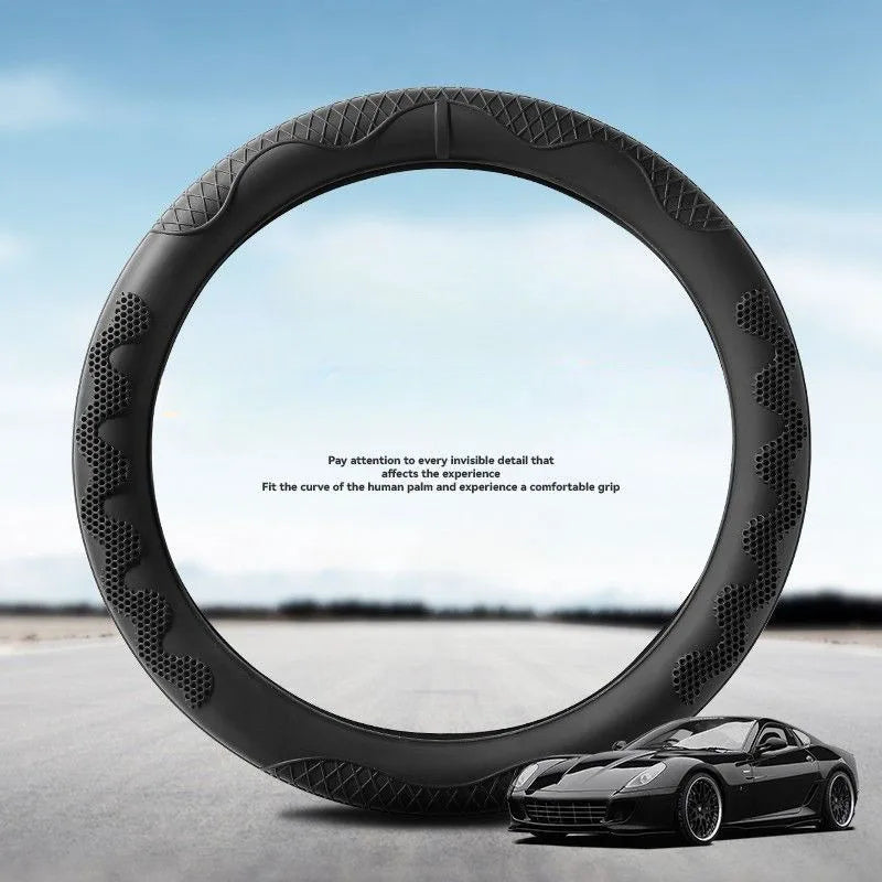 Silicone Steering Wheel Cover – Universal O/D Type Grip Cover for 38cm and 40cm Wheels - Delicate Leather  