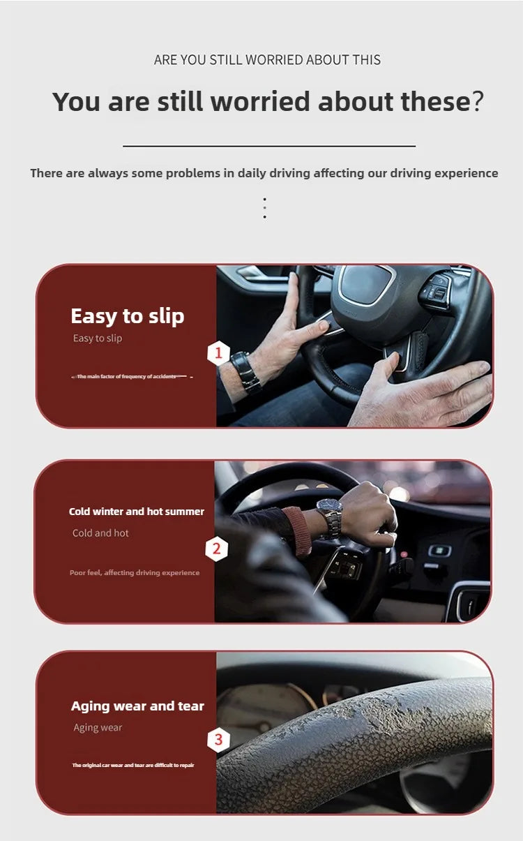 Microfiber Leather Steering Wheel Cover – Anti-Slip Universal O/D Shape Interior Accessory - Delicate Leather  