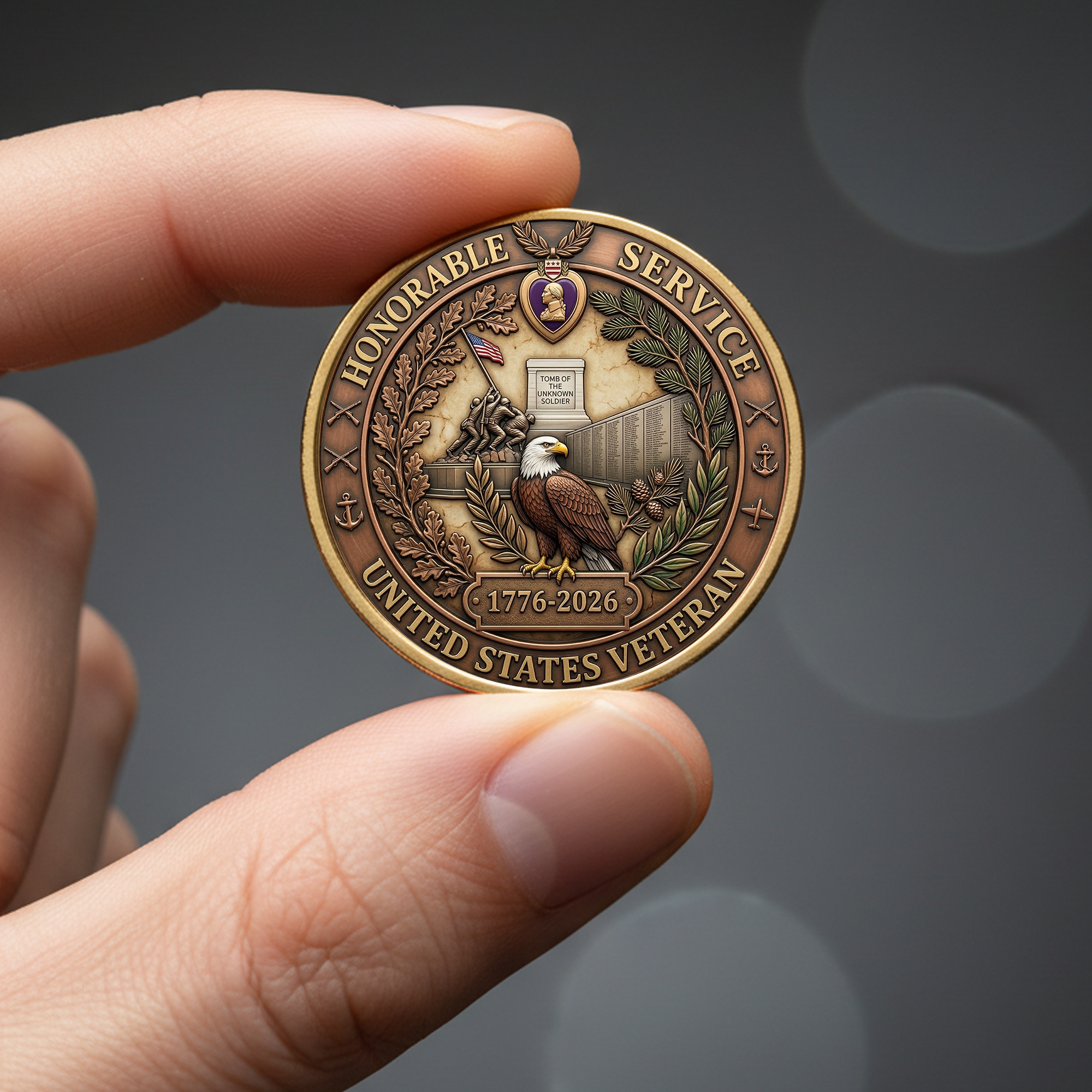 250th Anniversary of America 1776–2026 Commemorative Coin – Patriotic Souvenir Token 03 - Delicate Leather  