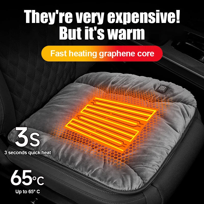 Graphene Car Heating Cushion – Winter Plush Seat Pad, 12V USB Electric, Universal. - Delicate Leather  